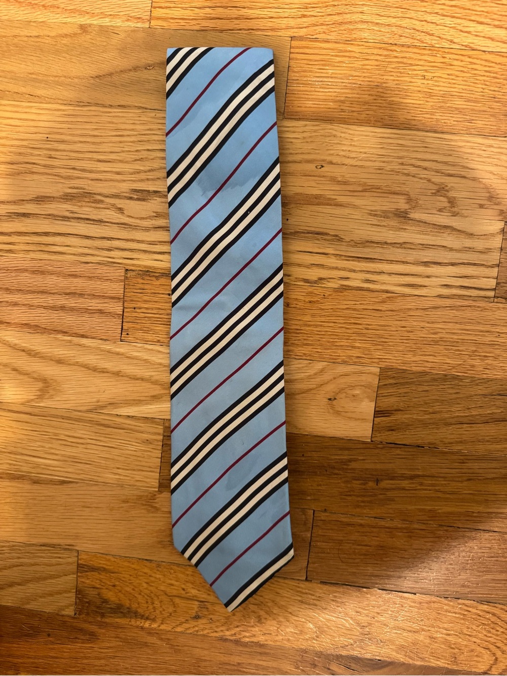 Vintage Burberry Light Blue Striped Men's Tie